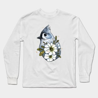 Bluejay and petunias Long Sleeve T-Shirt